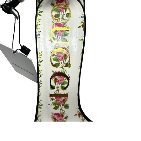 GUCCI Kid Scamosciato Crystal Ankle Strap High Heel Suede Sandals size 37.5 - Picture 8 of 16